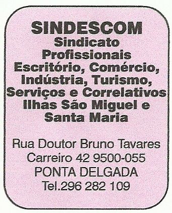 SINDESCOM - Sindicato Profissionais de Escritório, Comércio, Indústria, Turismo, Serviços e Correlativos da Região Autónoma dos Açores