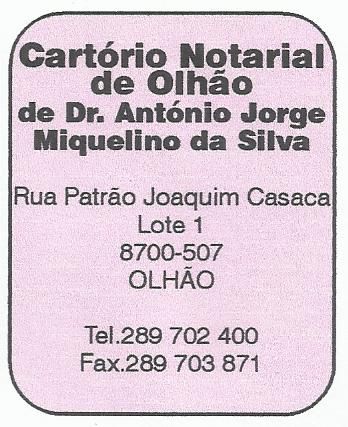Cartório Notarial de Olhão de Dr. António Jorge Miquelino da Silva